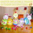 Shappy 7.2 ft Long Easter Inflatable Bunny Outdoor Decorations with Egg Chick Lighted Easter Bunny Blow up Yard Decorations, Built-in LED Lights for Outdoor Holiday Yard Garden Lawn Party