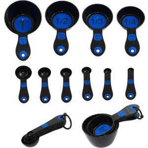 Chef Craft Set of 10 Piece Spoons and Measuring Cups (Black & Blue)