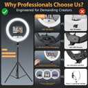 22'' Ring Light with 75'' Tripod Stand, LED Display/2 USB Ports/6500K Dimmable Ring Light for ipad Phone Holder for Tattoo Lash Live Makeup Video Recording TikTok Barber Stylist Photography