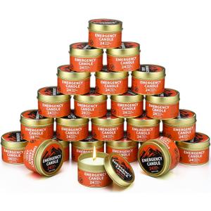 Chuarry 24 Pcs Emergency Candle Bulk 24 Hours Long Burning Survival Soy Wax Candles for Power Outages Camping Hunting Outdoor Activities (Gold)