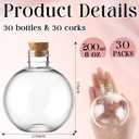 Jinei 30 Pcs 6 oz 200ml Ball Shape Plastic Sand Art Bottles Spherical Clear Plastic Potion Bottles Christmas Cocktail Ornament Balls for DIY Wedding Party Gift Crafts Decoration(Wood Color,Cork)
