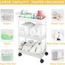 Volnamal Baby Diaper Caddy, Plastic Movable Cart for Newborn Nursery Essentials Diaper Storage Caddy Organizer for Changing Table & Crib, Easy to Assemble, Beige