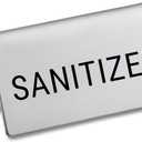 Sanitized Stainless Steel Metal Table Tent Sign - 3" x 1-1/2" - Table Top Setting for Restaurants, Catering Businesses, Business. Great for Wedding, Banquet, Buffet, Party, Events, To Label Sanitized