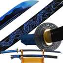 41 inch Handmade Japanese Samurai Katana Sword Full Tang for Man Gift Cosplay Decoration Self Defense (blue)
