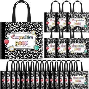 Cosblank 24 Pcs Back to School Gift Bags Composition Notebook Non Woven School Teacher Gift Bags with Handle Candy Treat Thank You Party Favors Supplies for Classroom Activities Wrapping Party Favor, 1 count