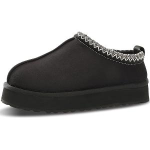 Platform Slippers, Mini Boots for Women Indoor Outdoor Anti-slip Slippers Womens Warm Fleece Lining Suede Leather Ankle Boots Slip On Hoese Shoes, 6