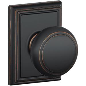 Schlage F10 AND 716 ADD Andover Door Knob with Addison Trim, Hall & Closet Passage Lock, Aged Bronze