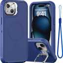 Follaroma for iPhone 15 Plus Case with Stand & Built-in Camera Cover, MagSafe Compatible, Heavy-Duty Shockproof Protection, Magnetic & Rugged Phone Cover for iPhone 15 Plus 6.7'', Navy