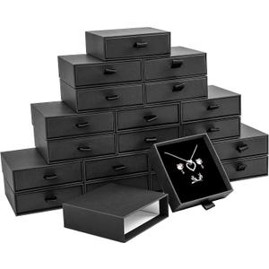 Jewelry Gift Boxes, 20 Pack 3.53.5x1Inch Cardboard Jewelry Boxes, Bulk Small Jewelry Boxes with Lids for Necklace Ring Earring Display Box (Black)