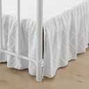 Bed Skirt Full Size Ruffled Bed Skirt with Split Corners, 12 Inch Drop Dust Ruffle Bed Skirts with Platform, Boho Tufted Shabby Chic Full Size Bed Skirts, White