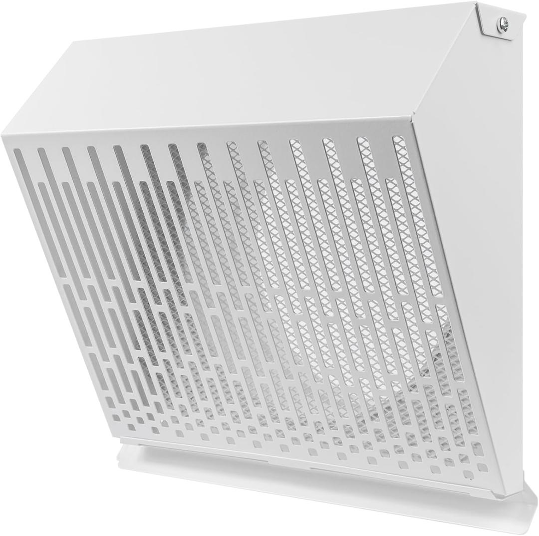 Vent Systems 8" Inch Exhaust Vent Cover with Rubber Gasket - White Galvanized Steel - Robust and Weatherproof Outdoor Air Exhaust Box - Duct or Surface Mounting - Rain and Snow Protection