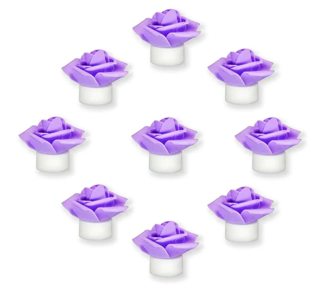 12 Pack LED Tea Lights Candles with Artificial Rose Petals, Romantic Flameless Battery Operated Candles for Valentines Wedding Proposals Christmas Decor (Purple)