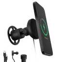 Mophie Qi2 snap+ Magnetic Wireless Charging Vent Mount - Fast 15W Qi-Enabled Charger for iPhone 16/15/14/13/12, Universal Car Compatibility, 30W Car Charger Adapter Included, USB-C, Black