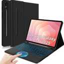 Trackpad Keyboard Case for Galaxy Tab S11 11 inch (SM-X730/SM-X736B), 7 Color Backlit, Magnetic Detachable Wireless Keyboard Leather Cover with S Pen Holder for Galaxy Tab S11 2025, Black