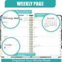 2026 Planner Weekly and Monthly Agenda Notebook, 6" X 8" Spiral Hardcover Daily Planner Calendar with Tab, Bookmarker, Elastic Band and Back Pocket, Office Supplies for Women Blue Floarl