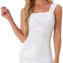 Allegra K Sequin Dress for Women's Sleeveless Mini Sparkly Party Dresses, Medium