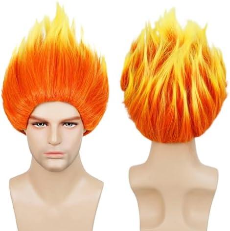 Max Beauty Anime Orange Cosplay Wig, Orange Red Wig for Cosplay Synthetic Hair Halloween Costume Party Hair Wig + Wig Cap (Anger)