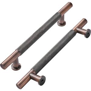 khtumeware 10 Pack 8 Inch(203mm) Drawer Handles Knurled Brushed Antique Copper Cabinet Pulls Drawer Pulls Kitchen Hardware Kitchen Handles for Cabinets Cupboard Handles