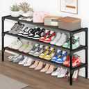 SAN HE Long Shoe Rack-Shoe Organizer 3 Tier Shoe Rack for Closet Front Door Entryway Garage, Stackable Free Standing and Freely Combinable Shoe Storage, Space Saving Small Shoe Shelves.