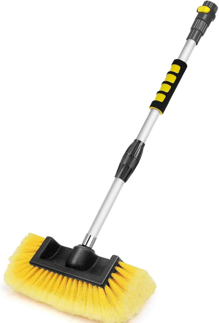 Anyyion 49inch Car Wash Brush with 10 Inch Soft Bristle, On/Off Switch for Car Truck Boat Washing Brush, Perfect for Cleaning House Siding, Auto Cars, Trucks, SUV, RV, Floors and More!