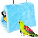 MOACC Winter Warm Bird Nest House Shed Hut Hanging Hammock Finch Cage Plush Fluffy Birds Hut Hideaway for Hamster Parrot Macaw Budgies Eclectus Parakeet Cockatiels Cockatoo Lovebird (M, Blue)