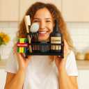 BSHG King Black Sponge Holder for Kitchen Sink, Sink Caddy Organizer with High Brush Holder, Kitchen Countertop Organizers and Storage Essentials,rustproof Stainless Steel(1Sink Caddy + 2 Sponges)