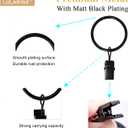 42 Pack Curtain Rings with Clips 1.5" Interior Diameter,Metal Drapery Clips with Rings,Black Curtain Clips,Strong Vintage Decorative Rustproof Drapery Ring with Hooks for Bathroom,Bedroom and Kitchen