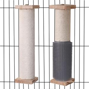 SHENGOCASE 2-Pack Cat Scratching Post for Crate Cage, Cage Mounted Scratching Post with Self Groomer and Massager, Cat Kennel Playpen Accessories (13 Inches)