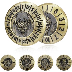 Marsguard DND Spinner Dice Set 6 Pcs, Metal Role Playing Fidget Spinner for Tabletop Games for TTRPG Dungeons and Dragons with Collectible Tin (Bronze)
