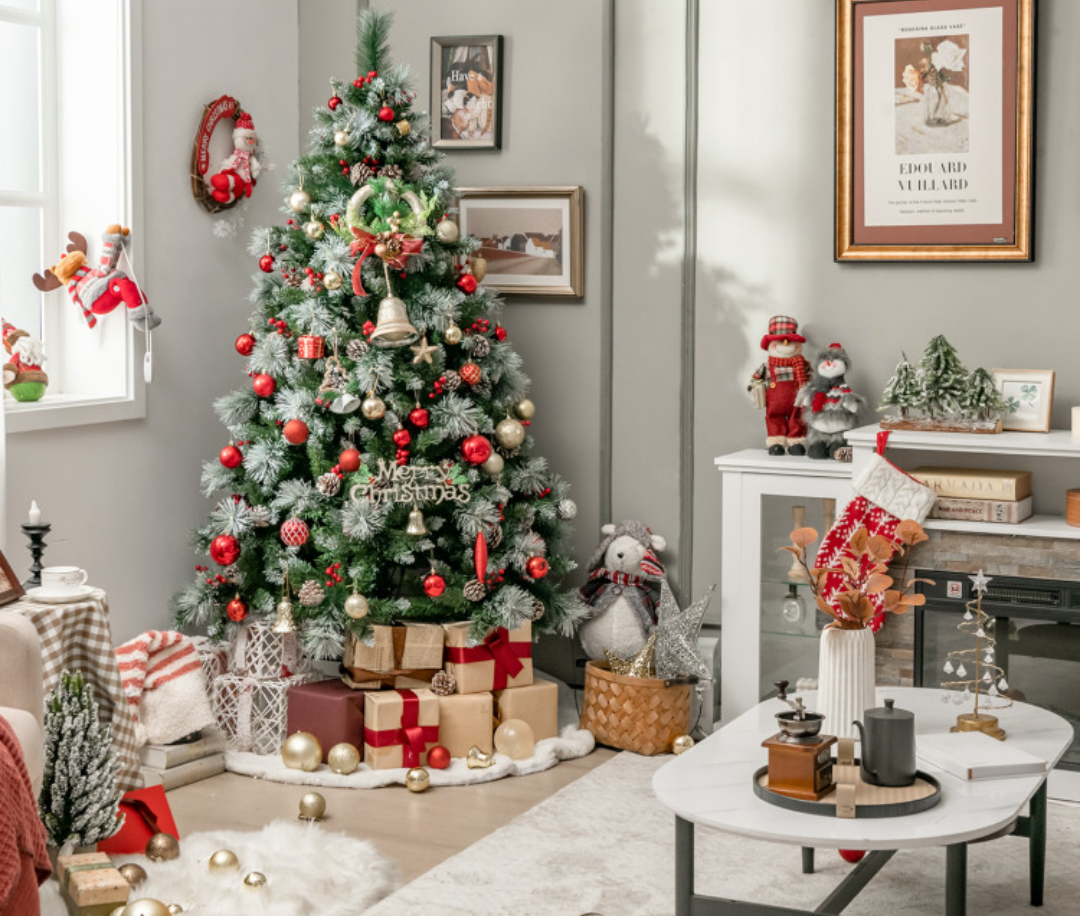 6 FT Pre-Lit Artificial Christmas Tree Hinged