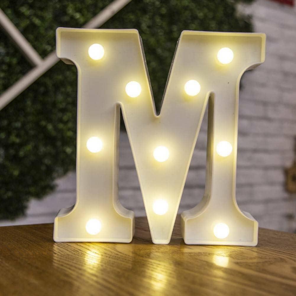 Alphabet LED Letters Light Up Numbers White Plastic Letters Standing Decor A to Z 0~9 (Letter M)