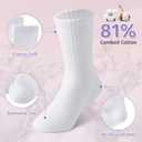 Girls Socks Kids Cotton Socks Pink Crew Athletic Socks with Hearts & Stripes 5 Pairs (Large)