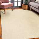 Leick Home 596015 Dagen Soft Shag Modern Rug Solid Beige Living Room Bedroom Area Rug Rectangle 6'7" x 9'6" 