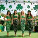 St Patricks Day Leggings for Women,Shamrock High Waist Pants Yoga Pants Bottoms Irish Outfit Plus Size Green Leggings Womens (L)