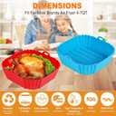 Boribim 2 PCS Square Silicone Air Fryer Liners - 8 Inch Reusable Air Fryer Pot - Air Fryer Accessories - Air Fryer Inserts for 4 to 7 QT Oven Microwave Accessories (Red + Blue)