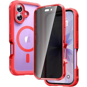 Diaclara Magnetic Designed for iPhone 17 Case 6.3'' [Full Camera Protection] Full Body Bumper with Privacy Screen Protector, [Compatible with MagSafe] Military Drop Proof Phone Case, Red