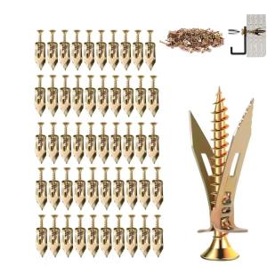 50 Pack Metal Drywall Anchors and Screws Kit Self-Drilling Wall Anchors for Drywall Heavy Duty Metal Expansion Bolts No Pre-Drill Installation Holds up to 50 lbs