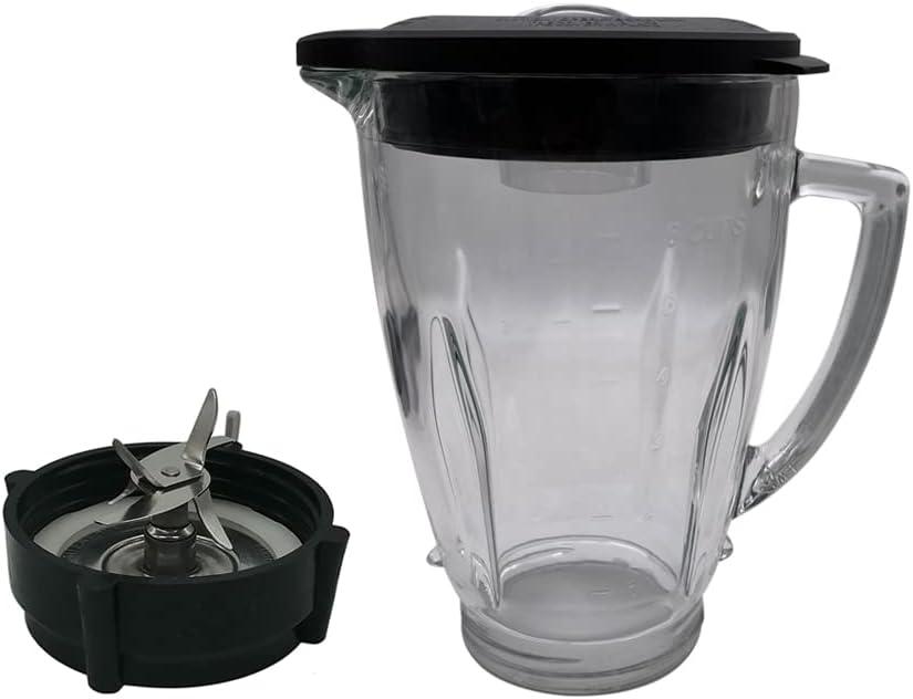 Replacement 6-cup glass jar with blade and bottom,Compatible with Oster Pro 1200 Blenders (BLSTMB-CBG, BLSTMB-CBF, BLSTMB-BBG) and Oster Master Series Blender(BLSTJJ-GPB-000,BLSTTM-GM0-000) (Black)
