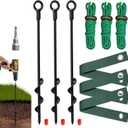 VASGOR Heavy Duty 16 Tree Stakes and Supports for Young Trees, Set of 3 Tree Stake Kit with 3 Straps for Staking and 39 Feet Rope, Can be Used with Drill (Adapter Included) (Black - Set 3)