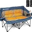 Heated Double Camping Chairs with 3 Levels Adjustable Temperature, Grey