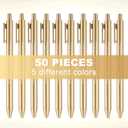 Dispowreath Thank You Pens Bulk Cute Multicolor Ballpoint Pen for Server Employee Appreciation Gifts for Wedding Teacher Coworker Office Staff Team Nurse Graduation Baby Shower Party(50pcs,Gold)