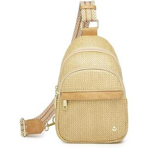 Summer Straw Sling Bag Small RFID Blocking Crossbody Bag Beach Fanny Pack