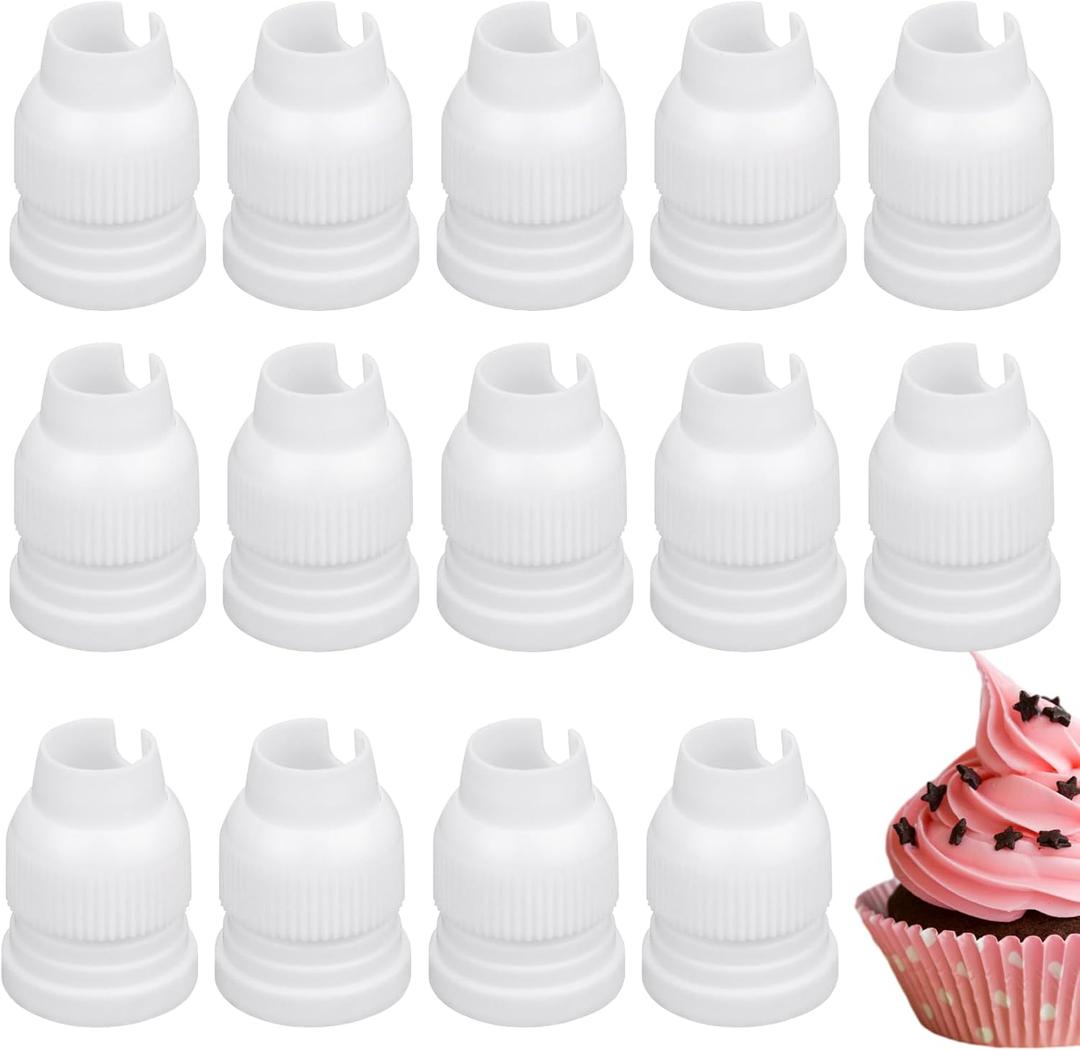 14 Pcs Couplers for Piping Bags, Standard Cake Decorating Piping Couplers for Icing Nozzles White