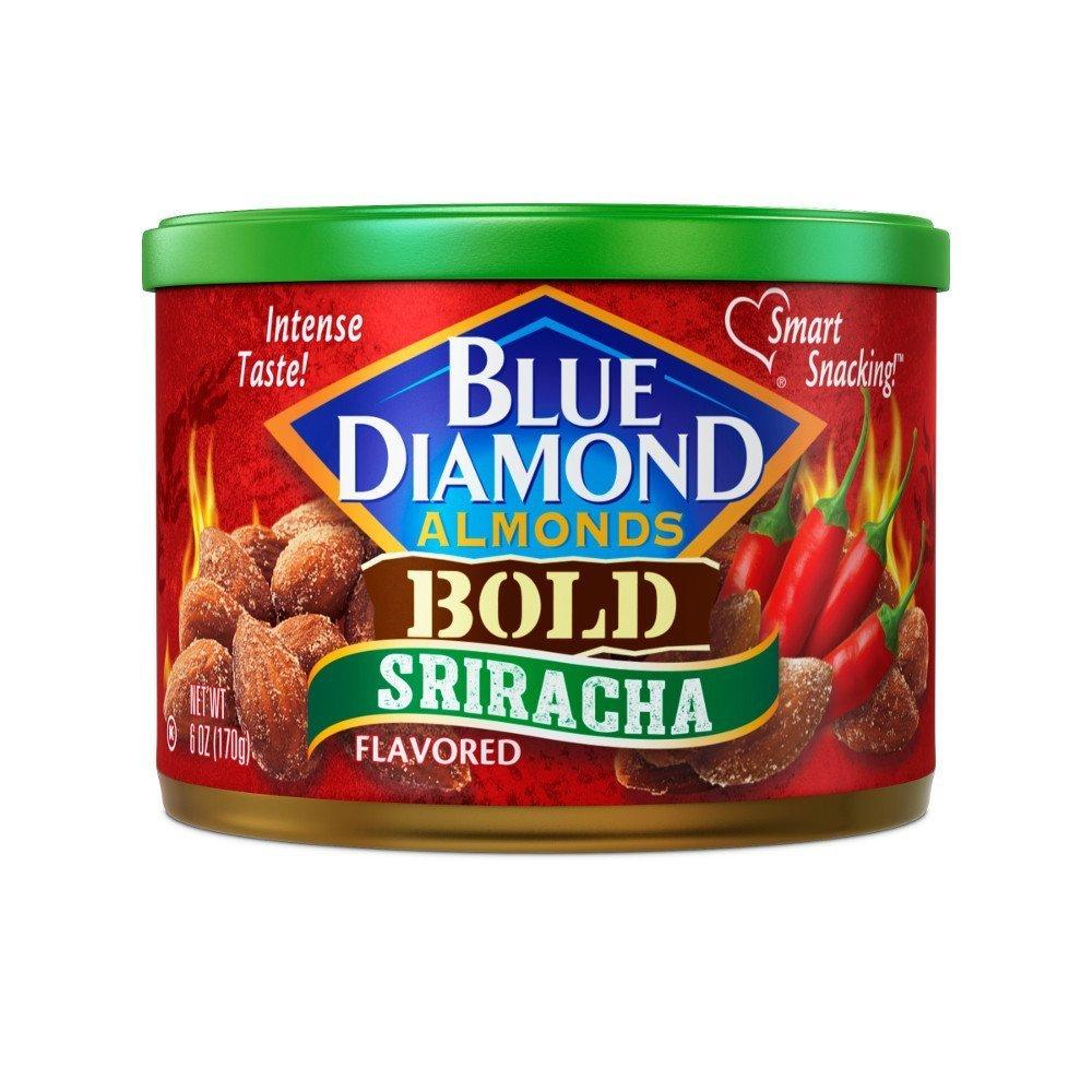 Blue Diamond Almonds Sriracha Flavored Snack Nuts, 6 Oz Resealable Can (Pack of 1) (EXP 11/09/27)