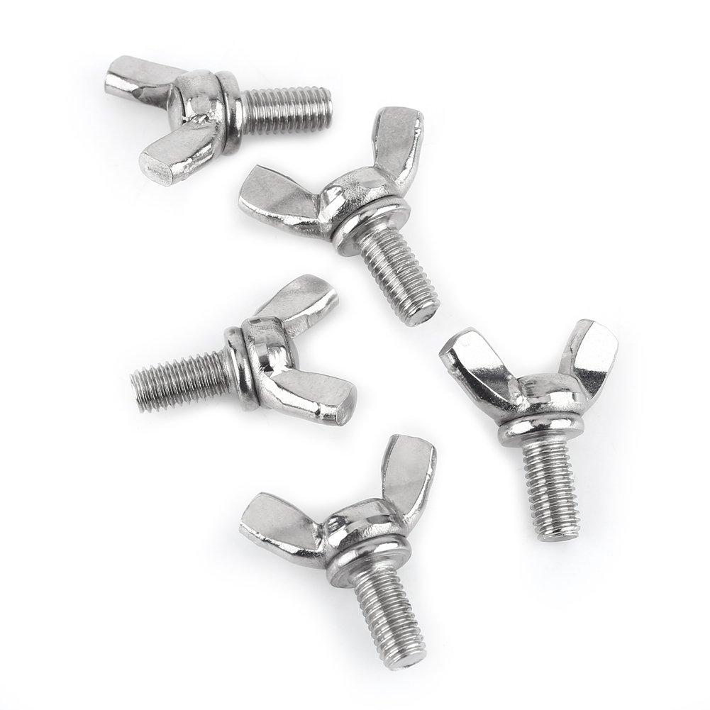 304 Stainless Steel M5 Butterfly Wing Screws Set 5 Pcs Machine Screw Assortment Kit with Wingbolt Screws and Bolts
