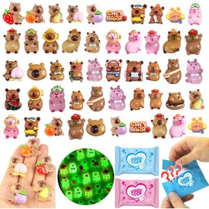 50 Pcs Random Mini Capybara with Glow in the Dark Feature, Individually Packaged Blind Bags  Cute Collectible Resin Toys for Kids, Fairy Gardens, Desk Decor, Party Favors, and Creative DIY Projects