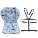 twoworld Baby High Chair Seat Cushion Liner Mat Pad Cover Resistant and High Chair Straps (5 Point Harness) 1 Suit (Blue Animal)