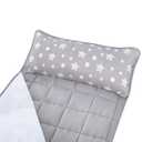 Moonsea Toddler Nap Mat with Pillow and Fleece Minky Blanket Grey, Lightweight and Soft Perfect for Toddlers Preschool, Daycare, Travel Sleeping Bag for Girls, 21" x 50" Fit on a Standard Cot