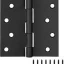 10-Pack 4-Inch x 4-Inch Interior Door Hinges with Square Corners, Matte Black, Heavy Duty Steel Construction, Left- or Right-Handed Design House, 188995