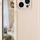 MAYCARI Compatible with iPhone 15 Leather Phone Case for Women, Fashion Girls Solid Luxury Case, Classic Design Shockproof Slim Case Cover, Anti-Scratch Protective Case for iPhone 15 6.1" - Beige